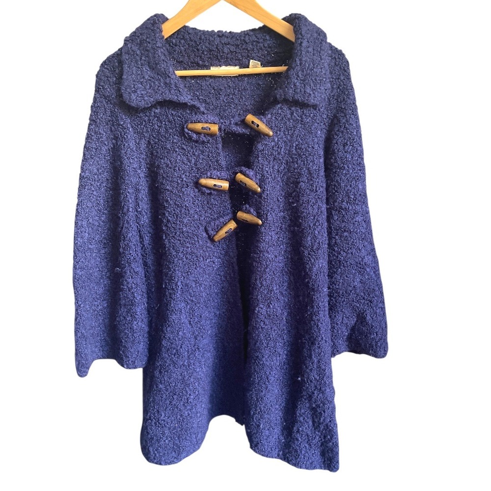 Anthropologie Sleeping on Snow Blue Wool Mohair Boucle Long Toggle Cardigan Coat